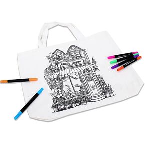ThreadArt Color Your Own Bag - Flower Design - Bags to Decorate - Make Your Own - Fun Coloring Project