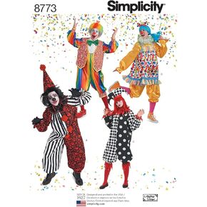 Simplicity 8773 Adult Clown Costume Sewing Pattern, Sizes XS-XL