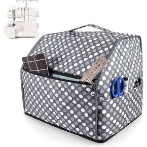 Sewing Machine Cover with Storage Pockets,Sewing Machine Cover Dust Cover,Serger Overlock Machine Covers,with Most Standard Singer Brother Sewing Machine and Accessories,Gray Dots