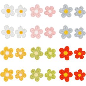 24 PCS Crochet Flowers Patches, Colorful Applique Embroidery Patches Flower Iron on Patches, DIY Crafts Gifts for Clothing Jeans Caps Bags Repair