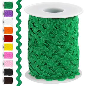 Swpeet 1 Roll 27 Yard Rose Red Rick Rack Trim Ribbon Kit, Wave Sewing Bending Fringe Trim, Wrapping Fabric Ribbon Trim Lace Ribbon for Gift Wrapping Supplies Sewing Crafts Clothes Gift Wrapping Party