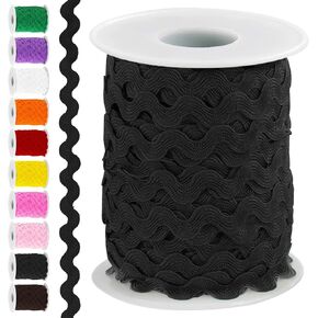Swpeet 1 Roll 27 Yard Rose Red Rick Rack Trim Ribbon Kit, Wave Sewing Bending Fringe Trim, Wrapping Fabric Ribbon Trim Lace Ribbon for Gift Wrapping Supplies Sewing Crafts Clothes Gift Wrapping Party