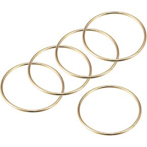 uxcell 65mm(2.56") OD Metal O Ring Non-Welded Craft Hoops for DIY Gold Tone 5pcs