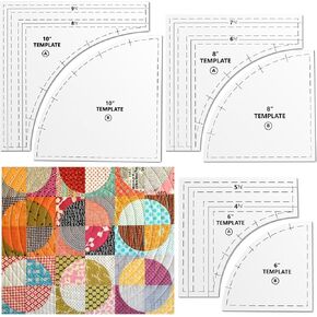 Kigley 3 Set Drunkards Path Quilting Templates10 '' 8 '' 6 '' Large Quilting Rulers and Templates for Cutting Patterns with 1/4" Seam Allowance Supplies for DIY Craft(Green)