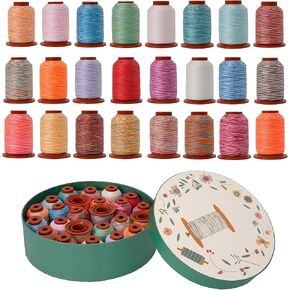 24 Colors Variegated Sewing Thread,500Y Each Spool Polyester Threads,Rainbow Thread 30wt Variegated Quilting,for Sewing Machines,Hand Sewing&Embroidery&Serger