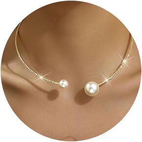 MUAYOUAUM Necklaces C2324 for Women Simulated Pearl Stretch