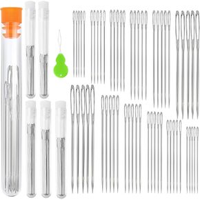 LET'S BEADING Beading Needles Set with Needle Threader for Jewelry Making, Silver