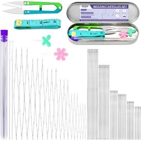 86 Pcs Beading Needles Set,6 Sizes Big Eye Seed Bead Needles,Long Straight Beading Needles,Twist Beading Needles,Flexible Needle for Beads for Jewelry Making