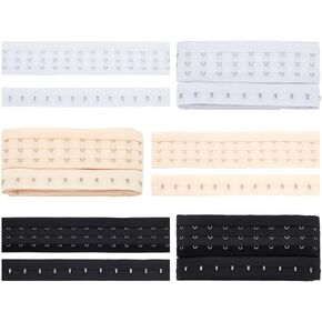 BENECREAT 3.28Yard 3 Colors Three Row Hook and Eye Tape Trim, Polyester 2" Wide Corset Bra Extender for Bridal Costumes Corset Bra Sewing Craft, Black, White, Moccasin, 1.1Yard/Color