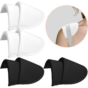 Zaruatu 4 Pairs Set-in Shoulder Pads 1.5cm Thickening Foam Shoulder Pads for Womens Clothing Sewing Supplies Breathable Sponge Pads for Sloping High Low Shoulders Blazer Suit (Black & White)