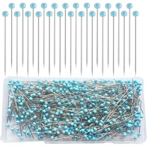 500 PCS Quilting Pins, 1.75IN Straight Pins Long Blue Glass Ball Head Sewing Pins for Fabric, Stainless Steel Dressmaker for Sewing, Crafts, Jewelry Making, DIY
