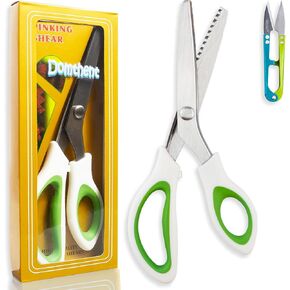 Pinking Shears for Fabric Cutting,9.44'' Heavy Stainless Steel Zigzag Scissors with Thread Cutters,Professional Handheld Pinking Shears for Sewing Fabrics Leather and Craft Paper ect (1)