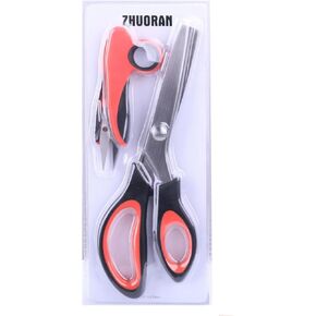 Pinking Shears for Fabric Zigzag Scissors Sharp Stainless Steel Blade Soft and Comfortable Handle Suitable for Right and Left hands (BLACK)