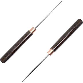 2 Pcs Scratch Awl Tool, with Wooden Handle, Leather Awl Punch Tool,Tailors Awl, for Punching Stitching Sewing, Awl Repair Tool for Leather Craft