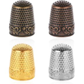 4Colors Metal Thimbles for Hand Sewing Metal Fingertip Protectors Thimbles Thimbles Pad Accessories Sewing Knitting DIY Tools Quilting Craft Accessories Metal Thimbles for Hand Sewing Finger Protector