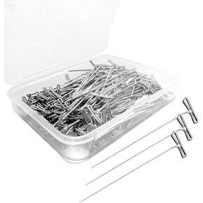 T Pins, 100Pack 1.5 inch Wig Pins, Stainless Steel T-pins for Blocking Knitting, Wig Pins for Foam Head, Blocking Crochet, Straight Pins for Sewing, Craft, Quilting, Office, Decoration by Sunenlyst
