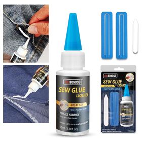Fabric Glue Permanent, Liquid Stitch Fabric Glue for Clothing Permanent Washable for All Fabrics, Clothes, Patches, Denim, Flannel, Cotton, Polyester, Leather 2 oz.
