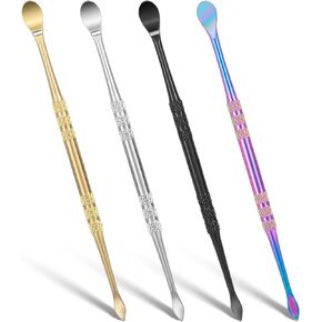 4 Pcs Wax Carving Tools Stainless Steel Wax Tool Carving Tool Kit Double-Headed Sculpting Tool Spoon Stainless Steel Sculpture Tool 4.72 Inch（Rainbow, Black, Gold, Silver）