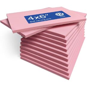 Falling in Art 4 x 6" Pink Rubber Carving Blocks, 6 Pack Soft Linoleum Blocks for Printmaking, Stamp Making, and DIY Crafting, 4/17" Thick