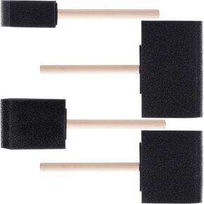 4 Pcs Foam Paint Brushes, 4 Sizes Wood Handle Sponge Paint Brush 1" 2" 3" 4" for Details, Staining, Varnishes, Large Area and DIY Craft Projects