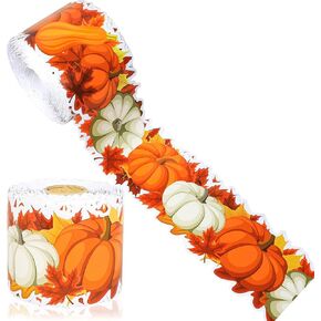 68.9 Ft Fall Bulletin Board Border Pumpkin Maple Leaves Bulletin Border Trim Scalloped Border Stickers Fall Thanksgiving Border Decorations for Fall Autumn Thanksgiving Classroom Chalkboard Wall Decor
