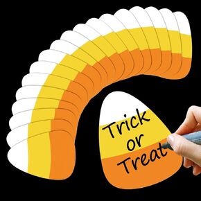50Pcs Halloween Cutouts Candy Corn Paper Cut-Outs Halloween Candy Corn Bulletin Board Decor with 100Pcs Glue Points for DIY Art Craft Wall Home Party