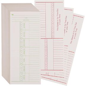 500PCS Time Cards for Employees Weekly, 2 Sided Time Sheets, 3-3/8" x 8-1/4", Green/Red