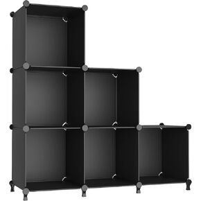 AWTATOS Cube Storage Organizer, 6 Cube Shelves Bookshelf, Closet Organizers and Storage, DIY Stackable Plastic Clothes Organizer Shelving for Bedroom, Home Office, Transparent Twill