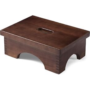 ECROCY Wooden Step Stool, One Step Stool for Adults, Wooden Bedside Step Stool with 400 Lbs Load Capacity, No Assembly Required Step Stool for Kitchen Bedroom Bathroom - Dark Walnut