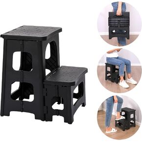 2 Step Stool Folding Step Stool for Adults,Non-Slip Foldable Stool for Office, Garage, Library, Closet, Bathroom and Porch,Collapsible Step Stool for Kitchen Home Toilet Bedroom.