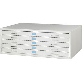 Safco 5-Drawer Flat File Organizer for Engineering, Construction, Design & Architecture Documents, 300 lbs Capacity, Medium, Light Gray