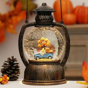 Halloween Snow Globes, Skull and Black Cat Scene Snow Globes, Glittering Lantern with Timer, Snow Globe Lantern USB or Battery Powered for Halloween Decor