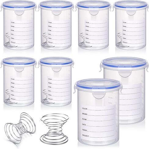 Remerry 8 Sets Paint Container with Stainless Steel Mixing Ball Touch up Storage Cups with Lids Paint Containers Storage Airtight for Repainting(2500 ml) in Kuwait