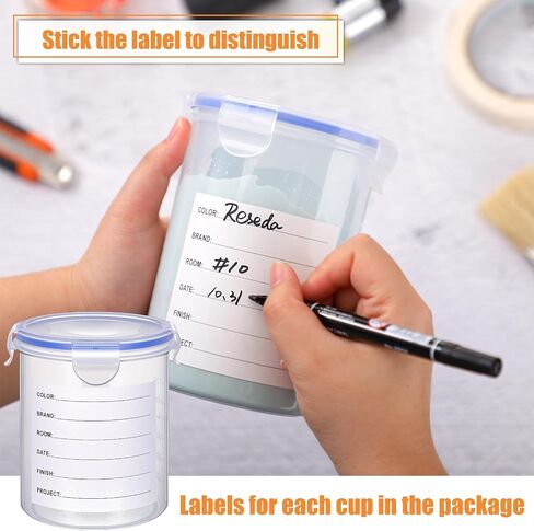 Remerry 8 Sets Paint Container with Stainless Steel Mixing Ball Touch up Storage Cups with Lids Paint Containers Storage Airtight for Repainting(2500 ml) in Kuwait