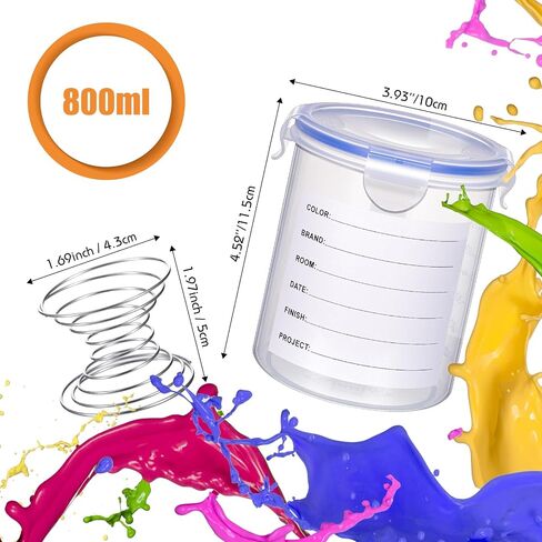 Remerry 8 Sets Paint Container with Stainless Steel Mixing Ball Touch up Storage Cups with Lids Paint Containers Storage Airtight for Repainting(2500 ml) in Kuwait