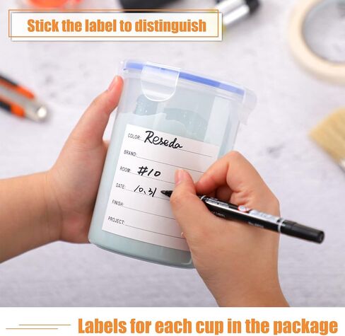 Remerry 8 Sets Paint Container with Stainless Steel Mixing Ball Touch up Storage Cups with Lids Paint Containers Storage Airtight for Repainting(2500 ml) in Kuwait