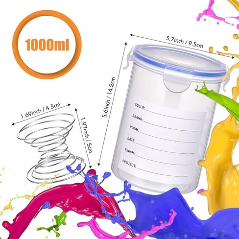 Remerry 8 Sets Paint Container with Stainless Steel Mixing Ball Touch up Storage Cups with Lids Paint Containers Storage Airtight for Repainting(2500 ml) in Kuwait