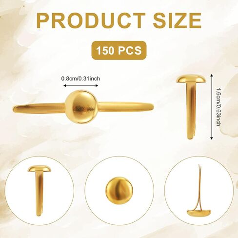 150pcs Paper Fasteners, Mini Brad Round Fastener Paper Clips for Paper Crafts Round Split Pins Scrapbooking Brass Fasteners for Kids Craft Cards Photo Walls (Gold) in Saudi Arabia