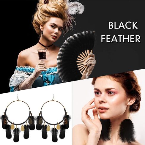 500 Pcs Halloween Black Assorted Crafts Feathers 4 Styles Mixed Feathers Black Feathers for Crafts Chicken Turkey Goose Feathers Supplies for DIY Wedding Home Party Costume Clothing Accessories in Saudi Arabia