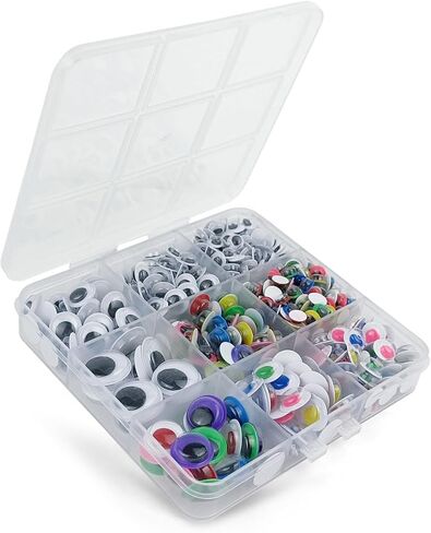 560 Pcs Wiggle Googly Eyes with Self-Adhesive, 6mm 8mm 10 mm 12mm 15mm Mixed Packaging (Black and White) in Kuwait