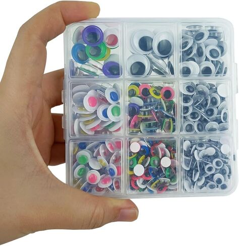 560 Pcs Wiggle Googly Eyes with Self-Adhesive, 6mm 8mm 10 mm 12mm 15mm Mixed Packaging (Black and White) in Kuwait