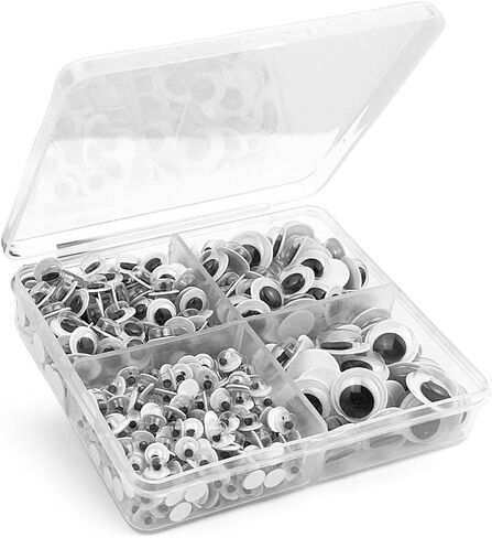 560 Pcs Wiggle Googly Eyes with Self-Adhesive, 6mm 8mm 10 mm 12mm 15mm Mixed Packaging (Black and White) in Kuwait