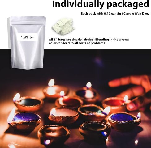 Ziosxin Candle Dye 34 Colors Set, Candle Color Dye for Soy Wax& More Vegetable Wax Dye,Candle Dyes for Candle Making Candle Color Dye High Safety, Easy-Cleaning & Portable in Kuwait