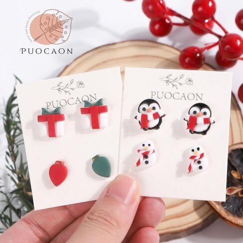 Puocaon عيد الميلاد البوليمر الطين القواطع - 8 قطع الشتاء الطين القطع للمجوهرات البوليمر الطين، سترة سنو غلوب الطين القواطع القرط، شجرة عيد الميلاد زخرفة الكرة الطين القواطع، قواطع عيد الميلاد الصغيرة in Saudi Arabia