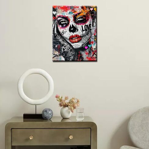 Beautiful Colorful Girl Drink Paint by Numbers Kits for Adults Sugar Skull Girl DIY Canvas Oil Painting Acrylic Pigment Kits Paint by Number Horror Style Home Wall Art Decor Gift 16x20In (Frameless) in Kuwait