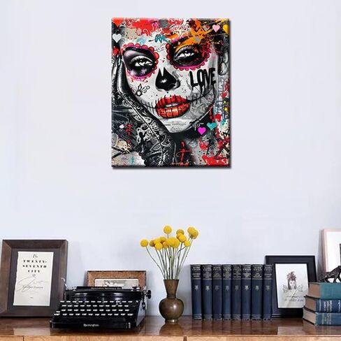 Beautiful Colorful Girl Drink Paint by Numbers Kits for Adults Sugar Skull Girl DIY Canvas Oil Painting Acrylic Pigment Kits Paint by Number Horror Style Home Wall Art Decor Gift 16x20In (Frameless) in Kuwait