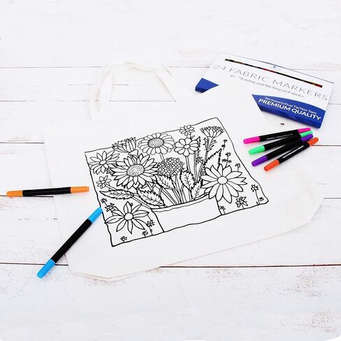 ThreadArt Color Your Own Bag - Flower Design - Bags to Decorate - Make Your Own - Fun Coloring Project in Kuwait