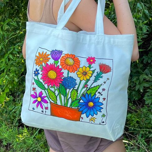 ThreadArt Color Your Own Bag - Flower Design - Bags to Decorate - Make Your Own - Fun Coloring Project in Kuwait