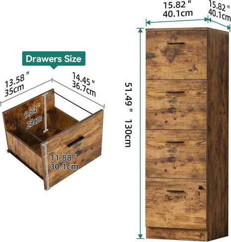 YITAHOME File Cabinets for Home Office 4 Drawer Filing Cabinet Office Vertical Files Storage File Drawers for A4 & Letter-Sized Documents,Grey in Saudi Arabia
