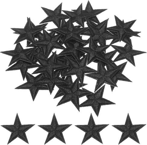 MECCANIXITY 33Pcs Star Iron on Patches Small Star Embroidered Patches Applique Sew on Patches for DIY Crafts Clothing Repairing Bag Hat Decoration,Black in Saudi Arabia
